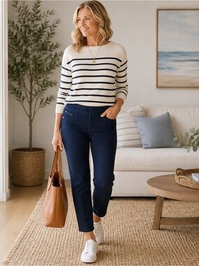 Northern Reflections Pull-On Stretch Ankle Jeans Dark Mid Rise Slim Straight